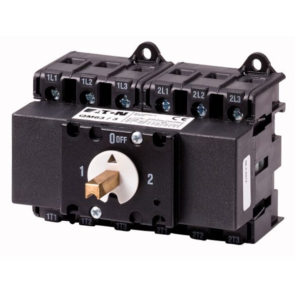 Changeover switch, QM, 63 A, 2 x 3 pole, without rotary handle, With d image 1