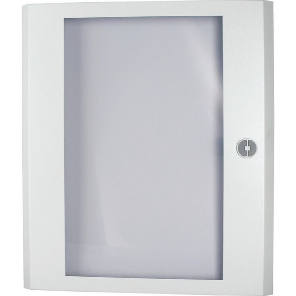 Sheet steel door transparent with rotary door handle HxW=1000x600mm, white image 3