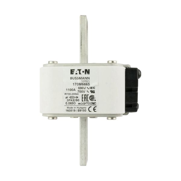 Fuse-link, high speed, 1100 A, AC 690 V, size 3, 76 x 92 x 135 mm, aR, IEC, UL, single indicator image 12