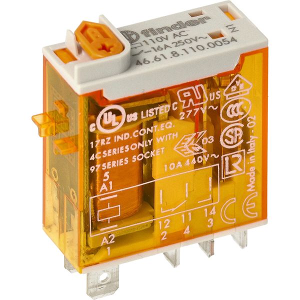 Mini.ind.relays 1CO 16A/110VAC/Agni/Test button/LED/Mech.ind. (46.61.8.110.0054) image 3