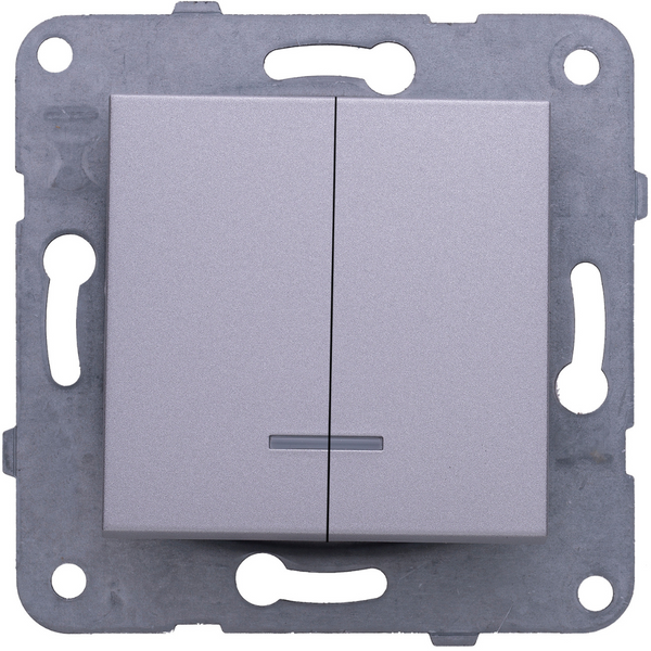 Karre Plus-Arkedia Silver (Quick Connection) Illuminated Two Gang Switch image 1