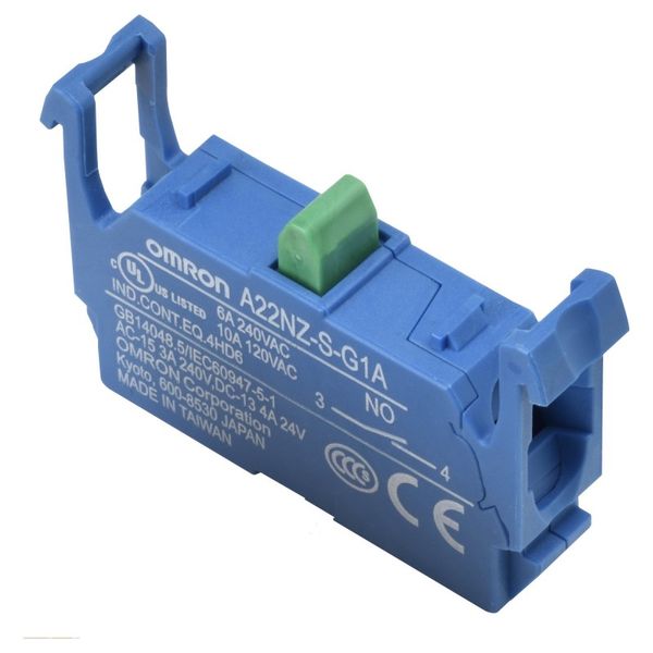 Pushbutton A22NZ, Contact Block SPST-NO (blue) image 1