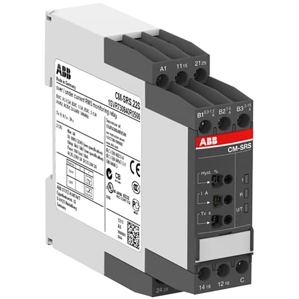 CM-SRS.21S Current monitoring relay 2c/o, B-C=3mA-1A RMS, 220-240VAC image 1