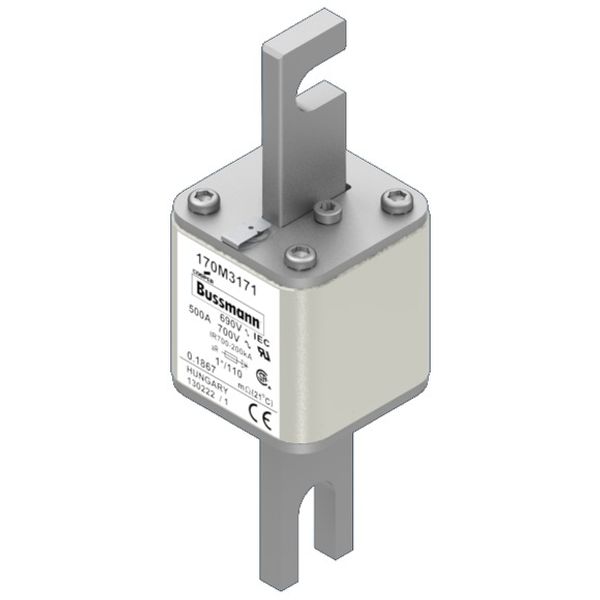 Fuse-link, high speed, 550 A, AC 690 V, compact size 1, 45 x 45 x 134 mm, aR, DIN, IEC, single indicator image 1