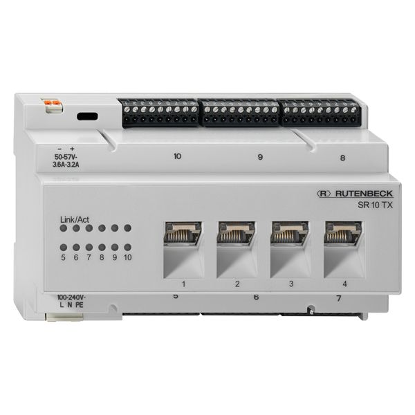 REG-Switch, Übertragungsrate 10/100/1000 Mbit/s, für 10 Datenendgeräte, 8TE (1TE=18 mm), lichtgrau (ähnlich RAL 7035) image 1