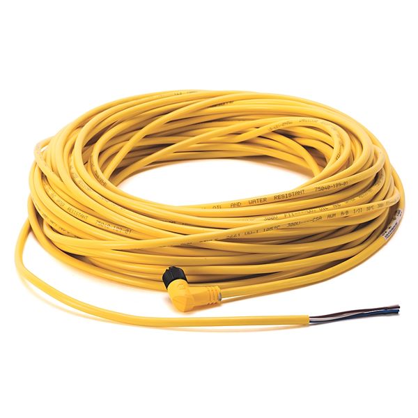 Cordset, DC Micro M12, 4 Pin, Right Angle, Female, 5m, Yellow image 1