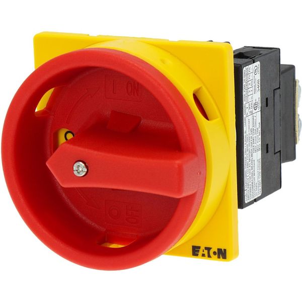 Main switch, T0, 20 A, flush mounting, 2 contact unit(s), 3 pole, Emergency switching off function, With red rotary handle and yellow locking ring, Lo image 20