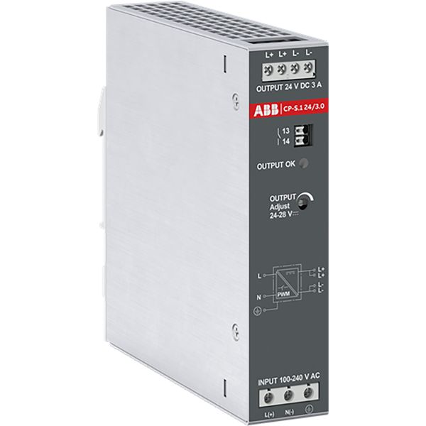 CP-S.1 24/3.0 Power supply In:100-240VAC/100-250VDC Out:DC 24V/3A image 1