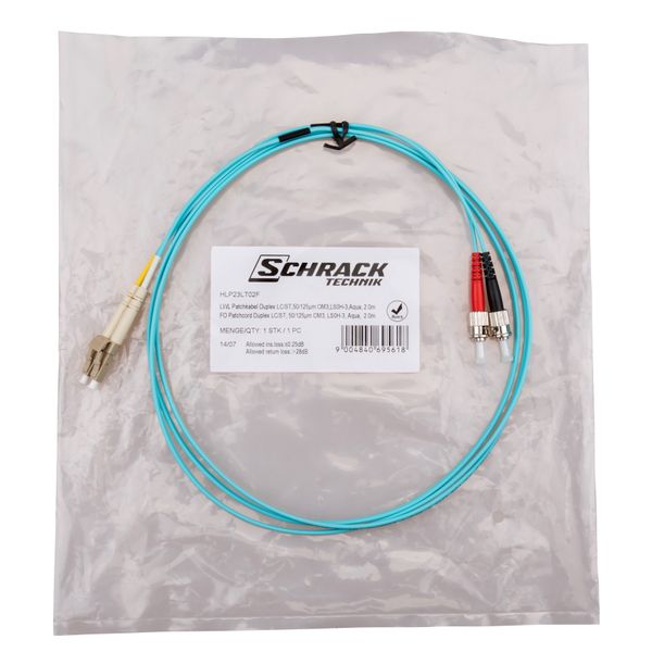 FO Patchcord Duplex LC/ST, 50/125æm OM3, LS0H-3, aqua, 10.0m image 3