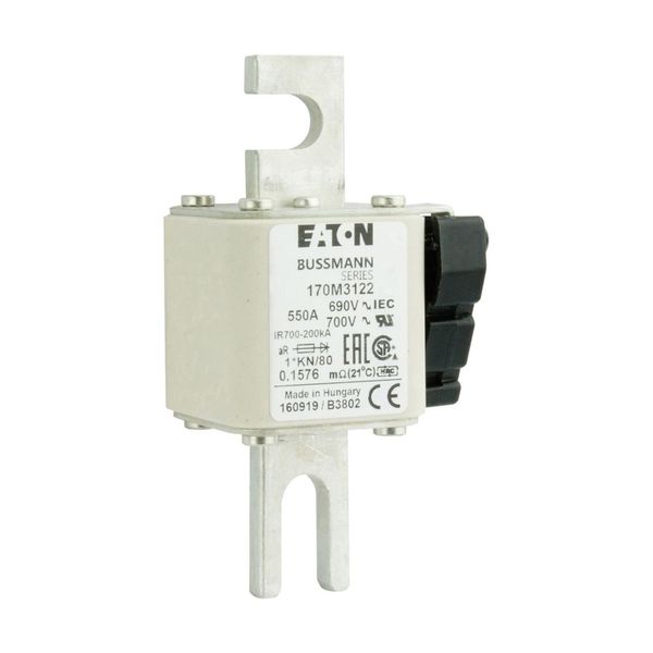 Fuse-link, high speed, 550 A, AC 690 V, compact DIN 1, 45 x 59 x 104 mm, aR, DIN, IEC, single indicator image 13