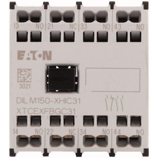 Auxiliary contact module, 4 pole, Ith= 16 A, 3 N/O, 1 NC, Front fixing, Spring-loaded terminals, DILMC40 - DILMC150 image 2