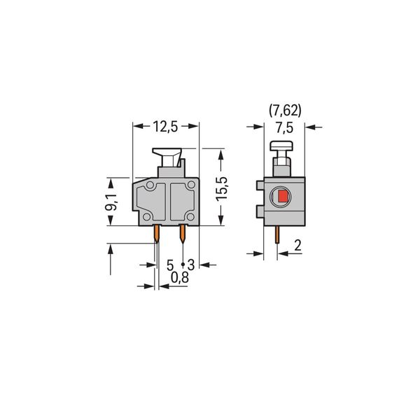 Stackable PCB terminal block push-button 1.5 mm² orange image 3