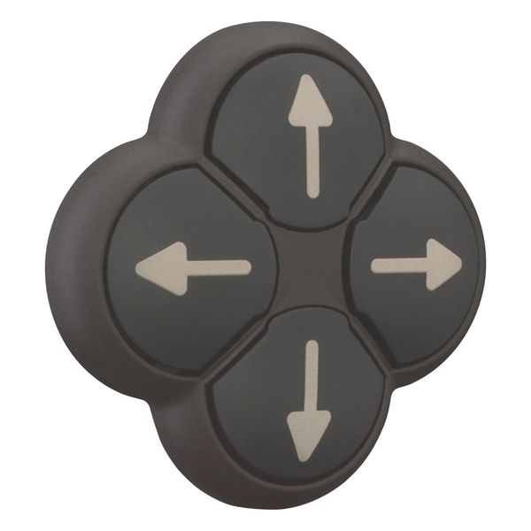 Position pushbutton, RMQ-Titan, Actuators non-flush, momentary, 4-fold, opposing pushbuttons mechanically interlocked, Bezel: black, arrow up image 6