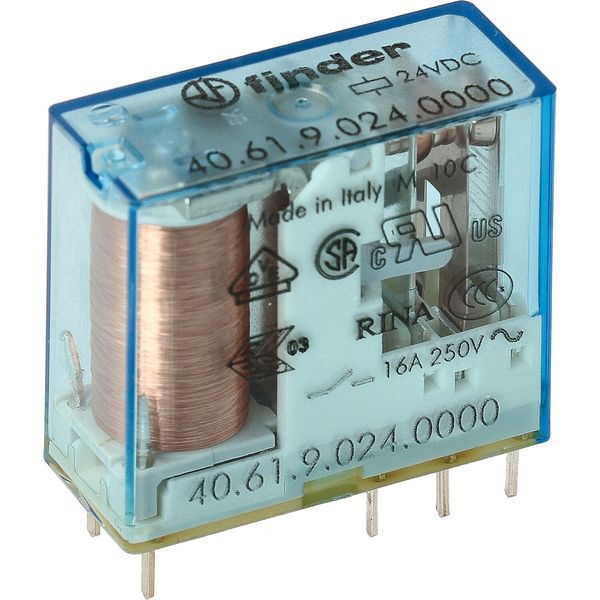 PCB/Plug-in Rel. 5mm.pinning 1NO 16A/24VDC/AgCdO/wash tight (40.61.9.024.0301) image 3