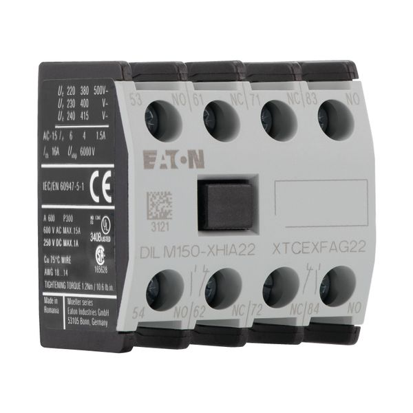 Auxiliary contact module, 4 pole, Ith= 16 A, 2 N/O, 2 NC, Front fixing, Screw terminals, DILM40 - DILM170, XHIA image 14