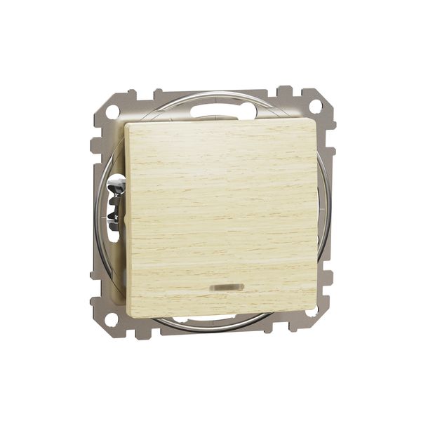 Sedna Design & Elements, 2-way switch 10AX Blue Locator LED, professional, wood birch image 4
