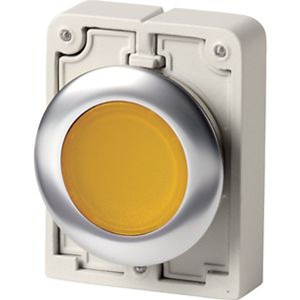 Illuminated pushbutton actuator, RMQ-Titan, flat, maintained, yellow, blank, Front ring stainless steel image 2