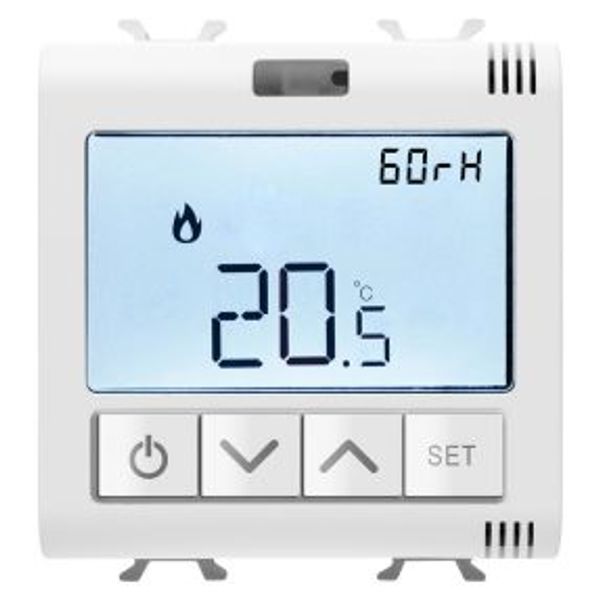 CONNECTED THERMOSTAT WITH HUMIDITY MEASURE - ZIGBEE - 100-240 V ac 50/60 Hz - NA  5A (AC1) 240  V ac - 2 MODULES - SATIN WHITE - CHORUSMART image 1