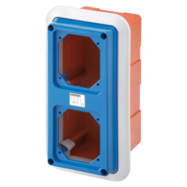 BOX WITH FRAME FOR FLUSH-MOUNTING WITH FLANGED COVER FITTED FOR 2 LIDS SBF - IP55 image 1