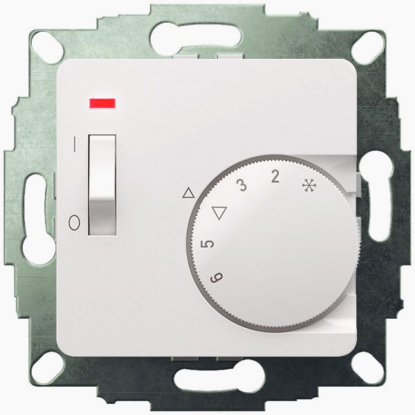 UP room controller, RAL9010 glossy 50x50, 5-30C, AC 230V, 1NC, 10 A, temperature reduction approx. 4K, switch on/off, display controller "on" image 1