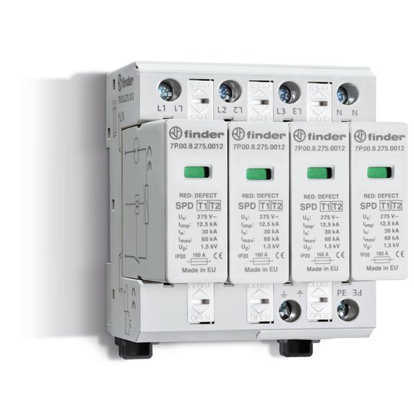 SPD type 1+2, 3 phase/4 varistors+1 spark-gap/275V Max./remote signal. (7P.05.8.275.1012) image 3