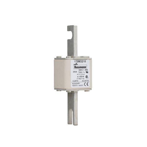 Fuse-link, high speed, 350 A, AC 690 V, compact DIN 1, 45 x 58 x 134 mm, aR, DIN, IEC, single indicator, 80 mm centres image 3