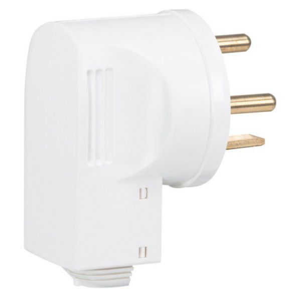 090116 20A male power plug - cable exit from below - 3 pins - white image 1