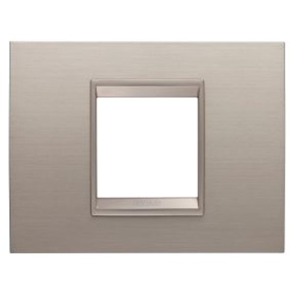 LUX PLATE - IN METAL - 2 MODULES - BRUSHED ALUMINIUM - INNER FRAME MATT LIGHT BRONZE - CHORUSMART image 1