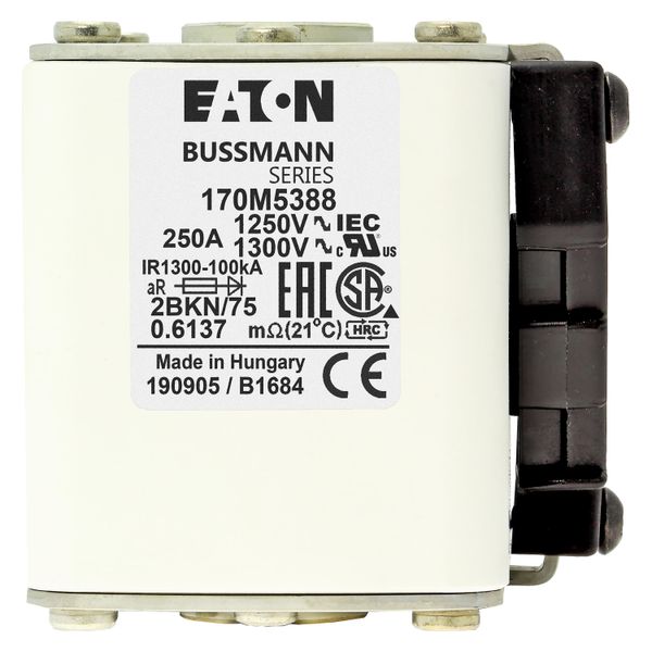 Fuse-link, high speed, 250 A, AC 1250 V, size 2, 61 x 75 x 77 mm, aR, IEC, UL, single indicator image 7