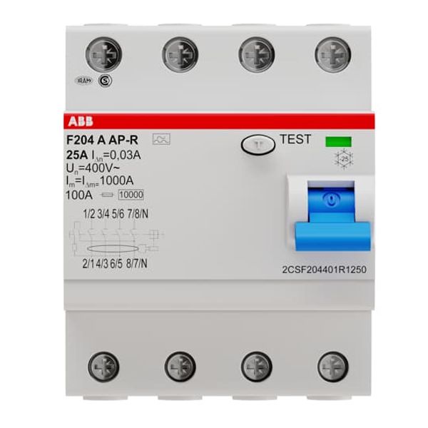 F204 A-25/0.03 AP-R Residual Current Circuit Breaker 4P A type 30 mA image 6