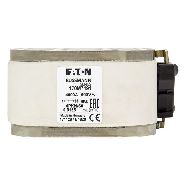 Fuse-link, high speed, 4000 A, AC 600 V, size 4, 120 x 105 x 59 mm, aR, IEC, single indicator image 12