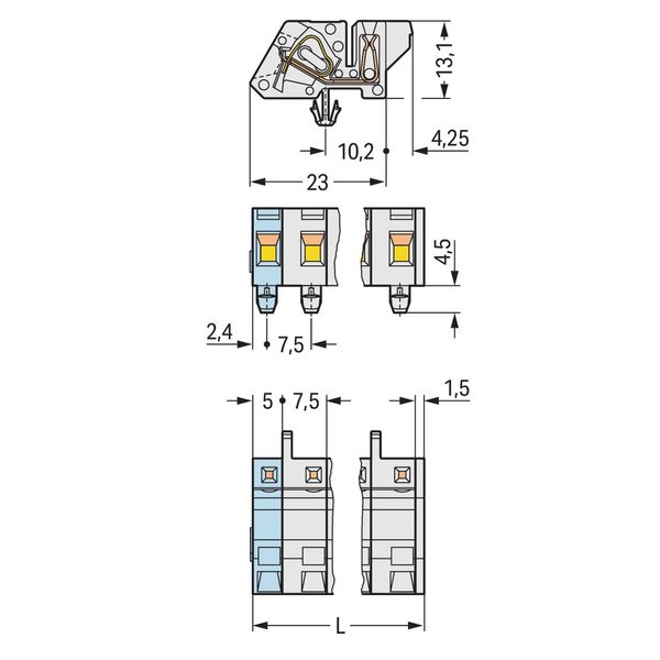 1-conductor female connector, angled CAGE CLAMP® 2.5 mm² light gray image 2