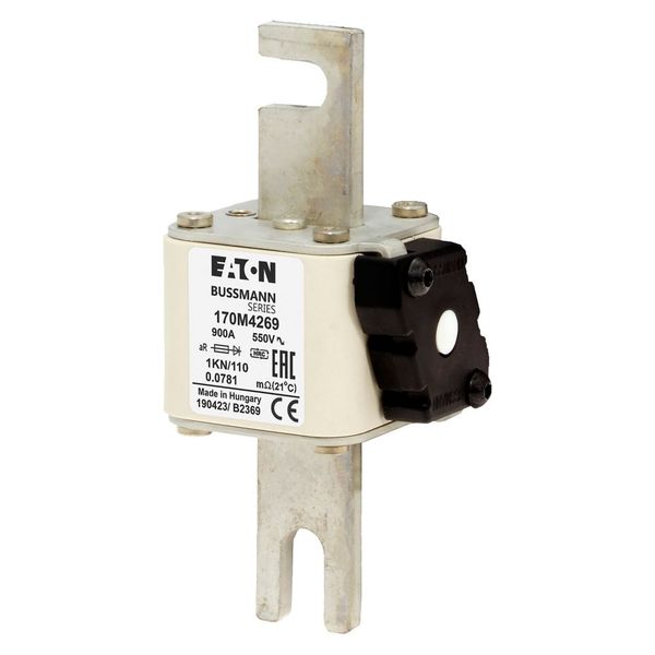 Fuse-link, high speed, 900 A, AC 550 V, DIN 1, 53 x 69 x 108 mm, aR, DIN, IEC, single indicator image 7