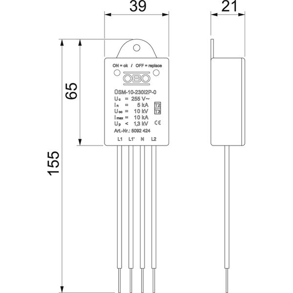 ÜSM-10-230I2P-0 Surge protective Modul for LED lights with 2 phases 230V image 2