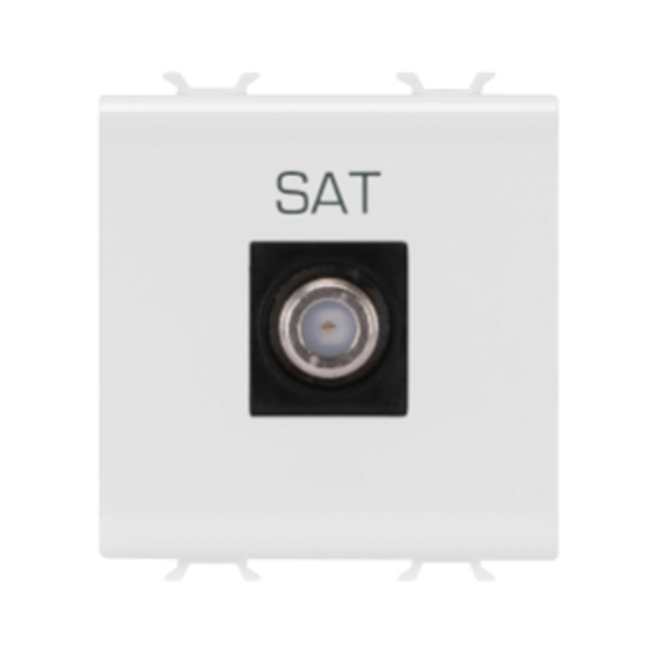 COAXIAL TV SOCKET-OUTLET, CLASS A SHIELDING - FEMALE F CONNECTOR - DIRECT  - 2 MODULE - GLOSSY WHITE - CHORUSMART image 1