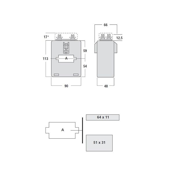 Current transformer 1600/5A, 50x30/60x10mm, class 0.5 image 2