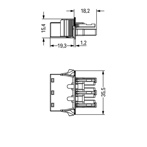 Snap-in socket with protruding mating face 3-pole black image 2