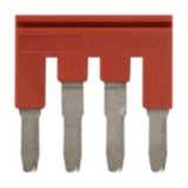 Short bar for terminal blocks 4 mm² push-in plus models, 4 poles, red image 1