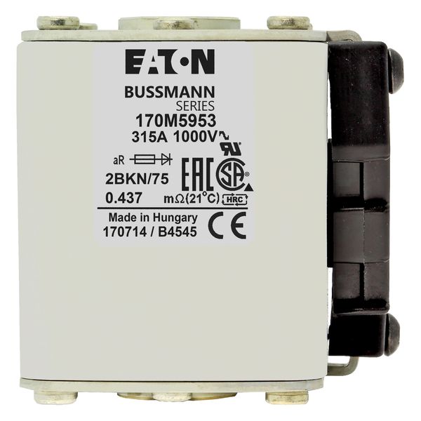 Fuse-link, high speed, 315 A, AC 1000 V, size 2, 59 x 77 x 75 mm, aR, IEC, UL, single indicator image 9