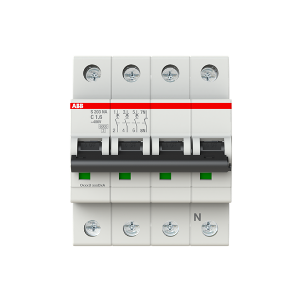 S203-C1.6NA Miniature Circuit Breaker - 3+NP - C - 1.6 A image 4