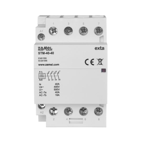 MODULAR INSTALLATION CONTACTOR (ELECTROMAGNETIC) 40A, 4XNO, 230V AC, TYPE:STM-40-40 image 1