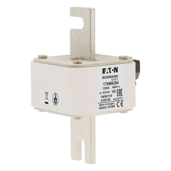 Fuse-link, high speed, 1250 A, AC 690 V, size 3, 74 x 92 x 141 mm, aR, IEC, single indicator image 9