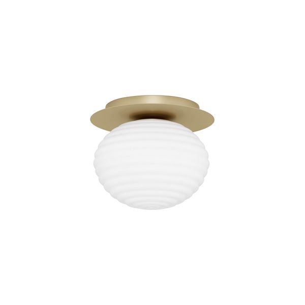 Matt Gold Metal & Milky White Structured Glass LED E27 1x12 Watt 230 Volt IP20 Bulb Excluded D: 26 H: 21.5 cm image 1