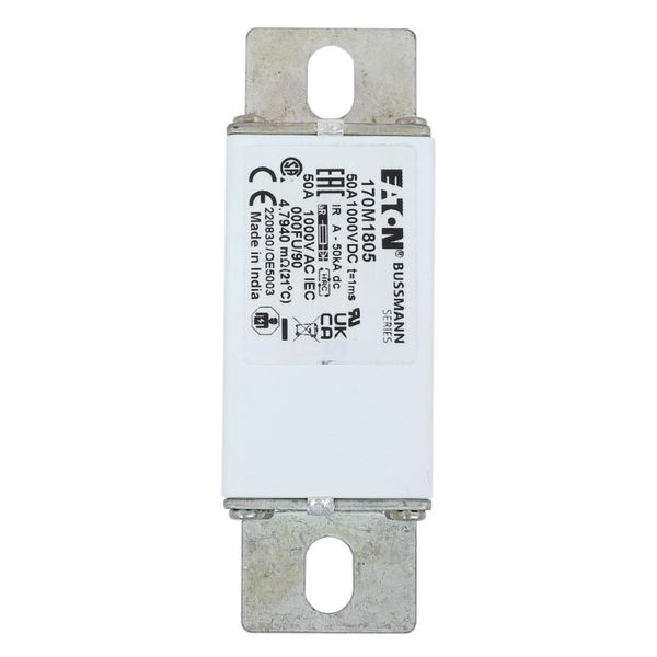 Fuse-link, high speed, 50 A, DC 1000 V, size 000, 24 x 36 x 115 mm, aR, IEC image 6