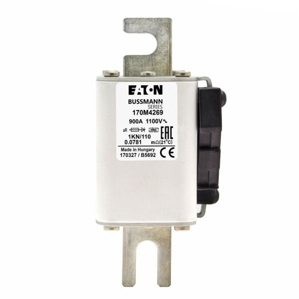 Fuse-link, high speed, 900 A, AC 550 V, DIN 1, 53 x 69 x 108 mm, aR, DIN, IEC, single indicator image 2