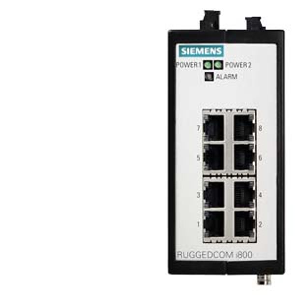 The RUGGEDCOM i800 is a compact, fully managed Ethernet switches designed to operate reliably in harsh industrial environments. managed or unmanaged; regular or extended temperature;  6GK6008-0AS20-0MU0 image 2