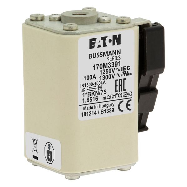 Fuse-link, high speed, 100 A, AC 1250 V, compact size 1, 45 x 59 x 75 mm, aR, IEC, UL, single indicator image 17