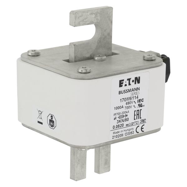 Fuse-link, high speed, 1000 A, AC 690 V, size 3, 74 x 92 x 111 mm, aR, IEC, single indicator image 18