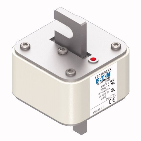 Fuse-link, high speed, 500 A, AC 690 V, DIN 3, 76 x 90 x 109 mm, aR, DIN, IEC, single indicator image 3