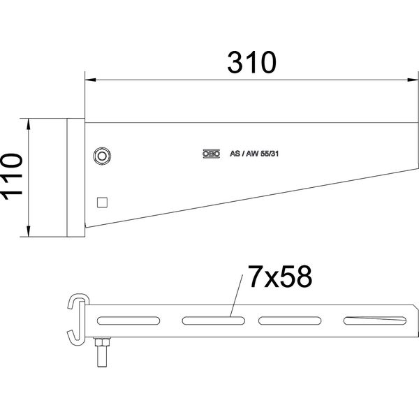 AS 55 31 FT Support bracket for IS 8 support B310mm image 2